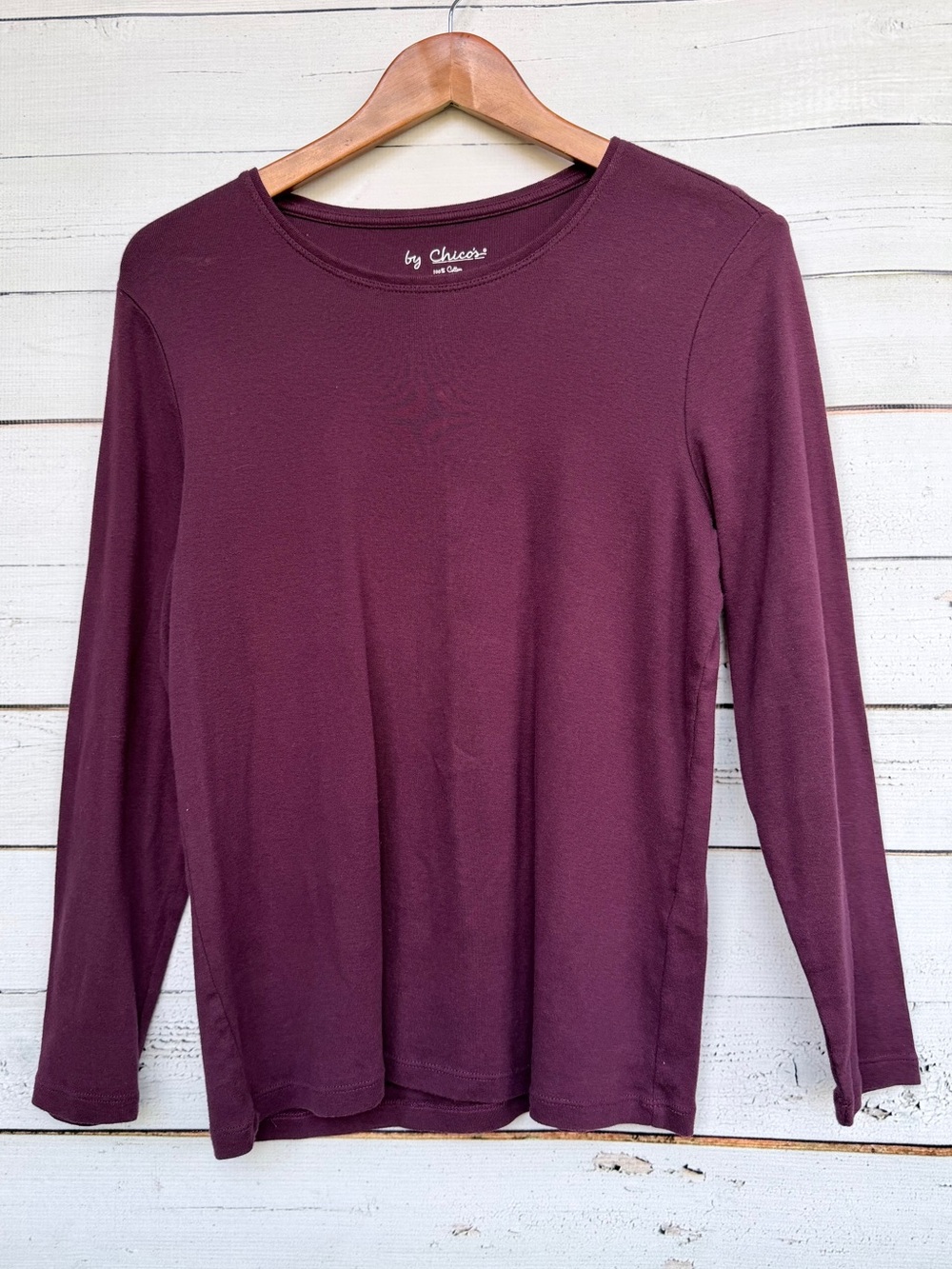 by Chico's 100% Cotton Essential Long Sleeve Top - Size 2 (Large)